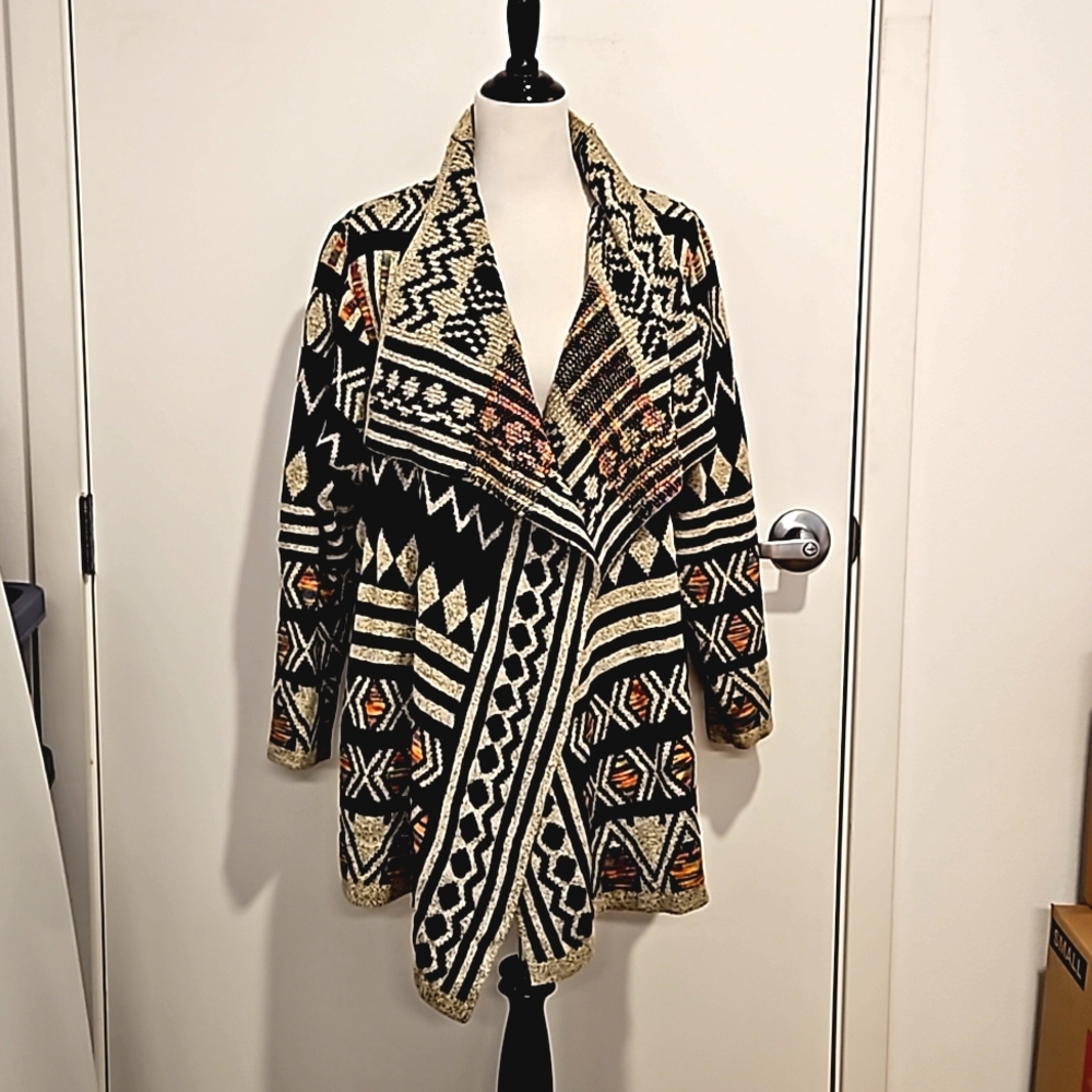 KENISTON multicolor open front cozy cardigan vibrant 3X read measurements